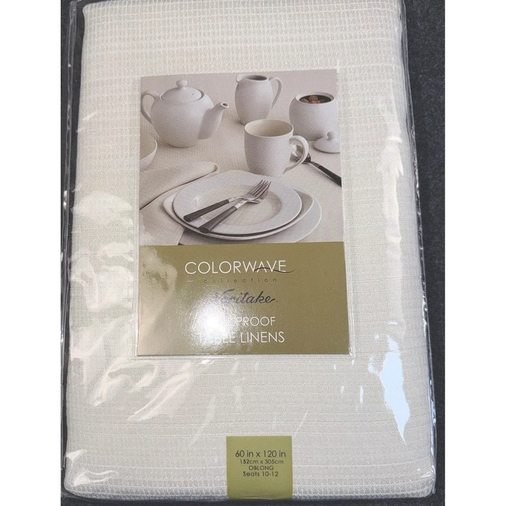Noritake Colorwave Cream Spill Proof Tablecloth 60x120 Oblong Seats‎ 10-12 New